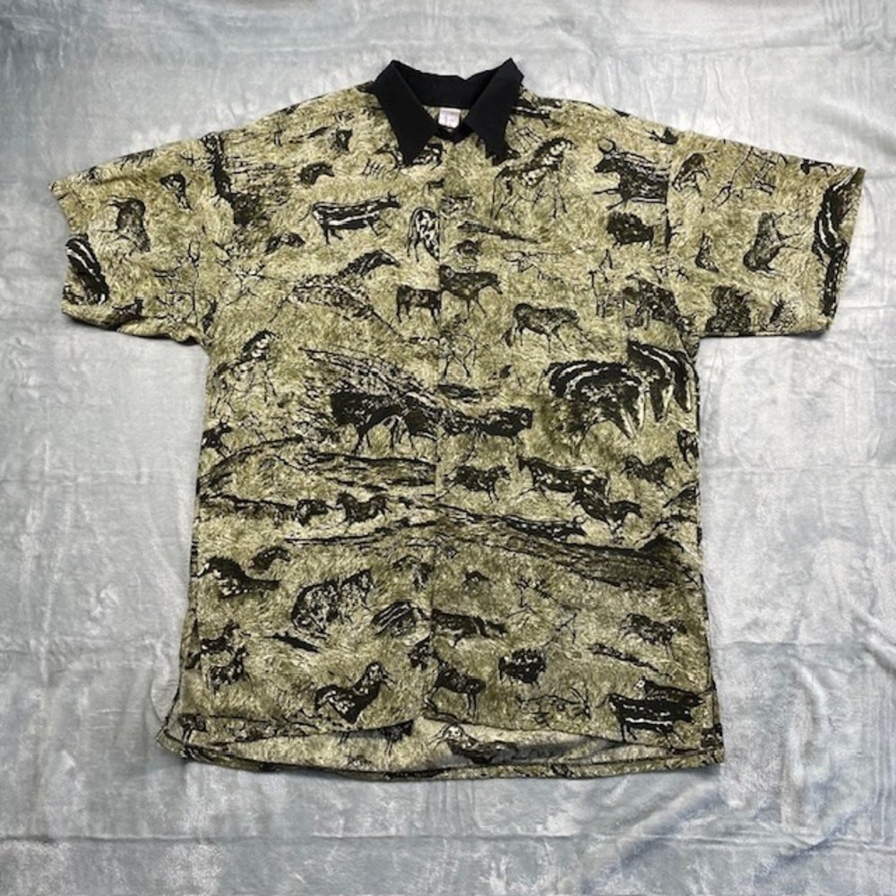 Via Ripatti Designs Mens Short Sleeve Horse Shirt Cow Cave Art